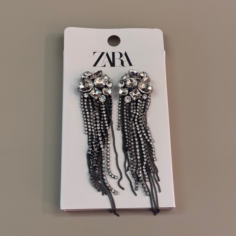 🩶Zara Rhinestone Tassel Statement Drop Earrings🩶